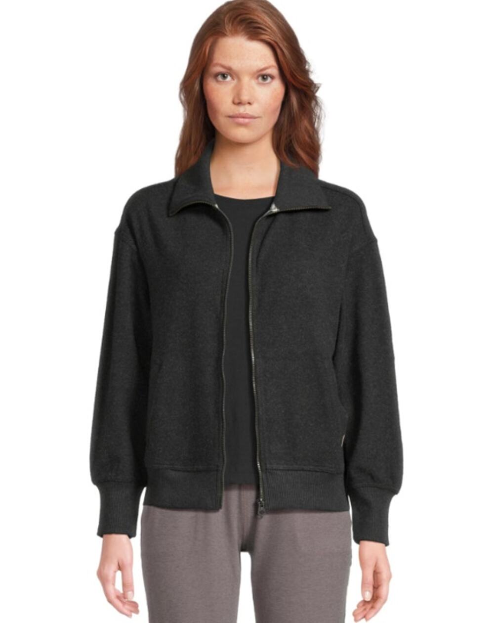 FAHERTY Legend Lounge Full Zip Sweatshirt Medium Heathered Black Twill NWT